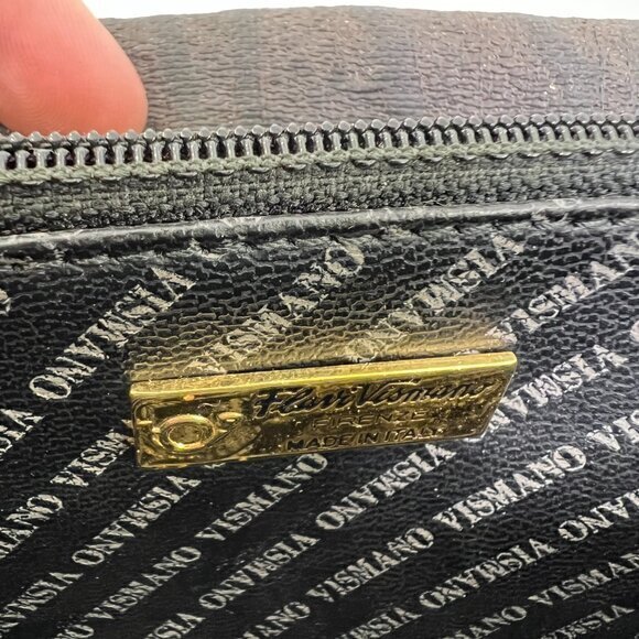 Flavi Vismano Crossbody Purse Bag Monogram Vintage Small Brown Black Long - Picture 10 of 16